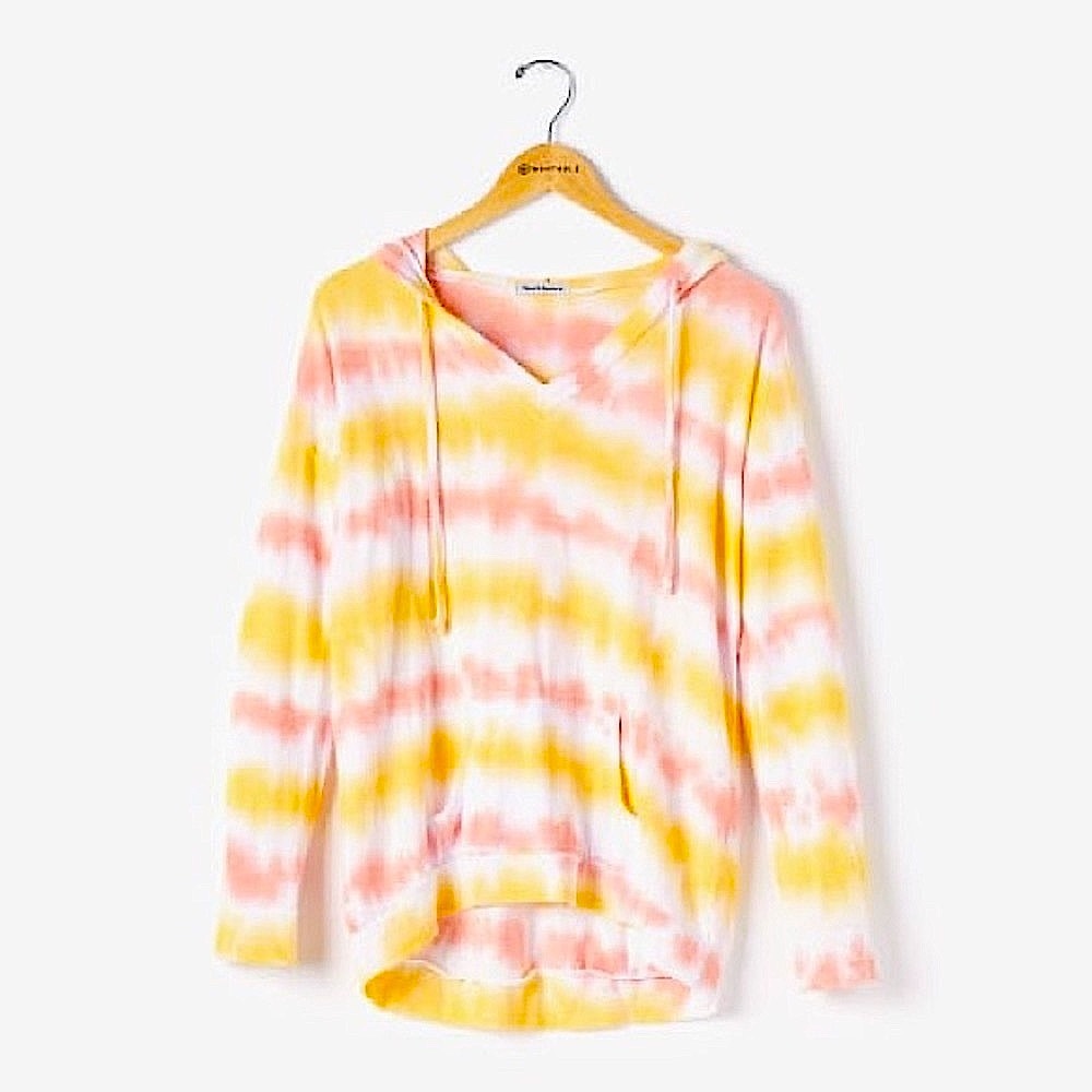 THEO & SPENCE || Hacci Knit Tie Dye Hoodie in Sunrise Sherbert - SZ Small